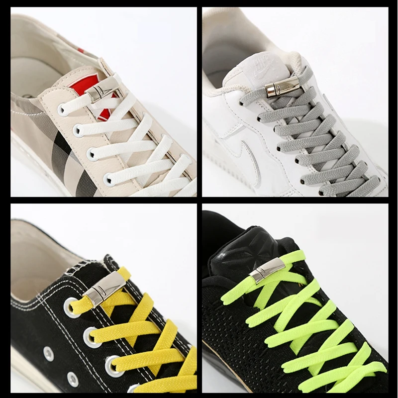 1Pair Magnetic Shoelaces Elastic Locking ShoeLace Creative Quick No Tie Shoe laces Kids Adult Unisex Sneakers Shoe Laces