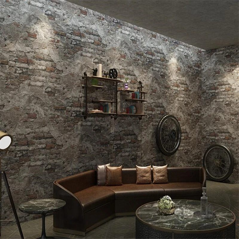 Обои wellyu старинные кирпичи ретро ностальгические Серые Цементные обои в стиле