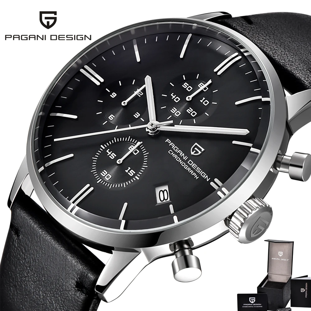 

Quartz Watches Men Luxury Pagani Design Men's Watch Chronograph Waterproof Genuine Leather Sport Male Clock Relogio Masculino