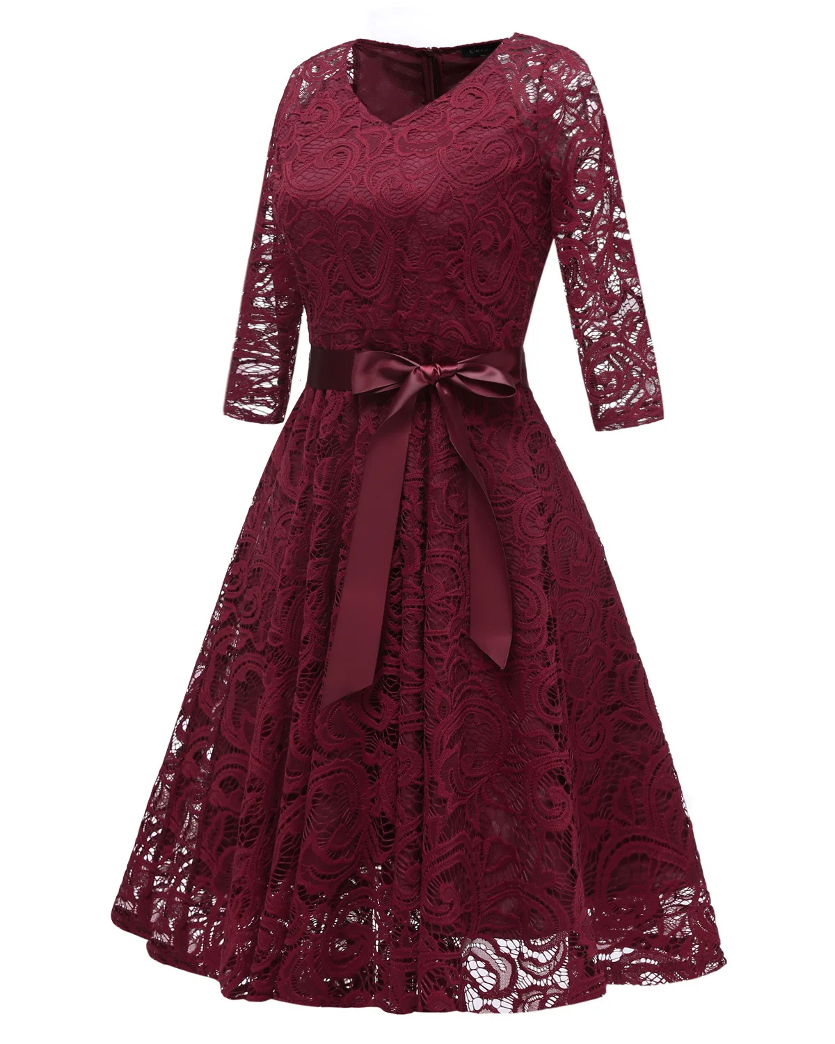 

Long-Sleeve A-Line Lace Bridesmaid Dress for Wedding Formal Party