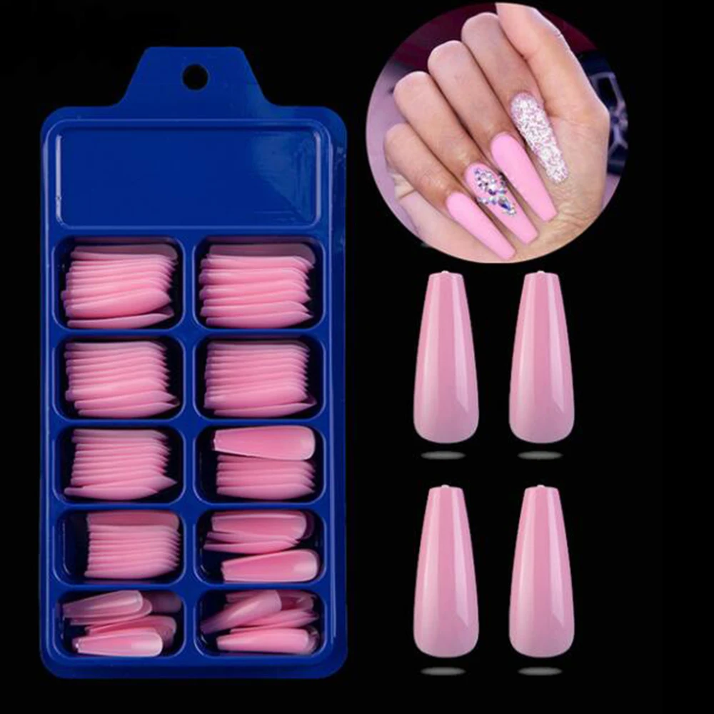 Набор накладных гробных ногтей 100 шт. набор длинных балерин акриловые Типсы для