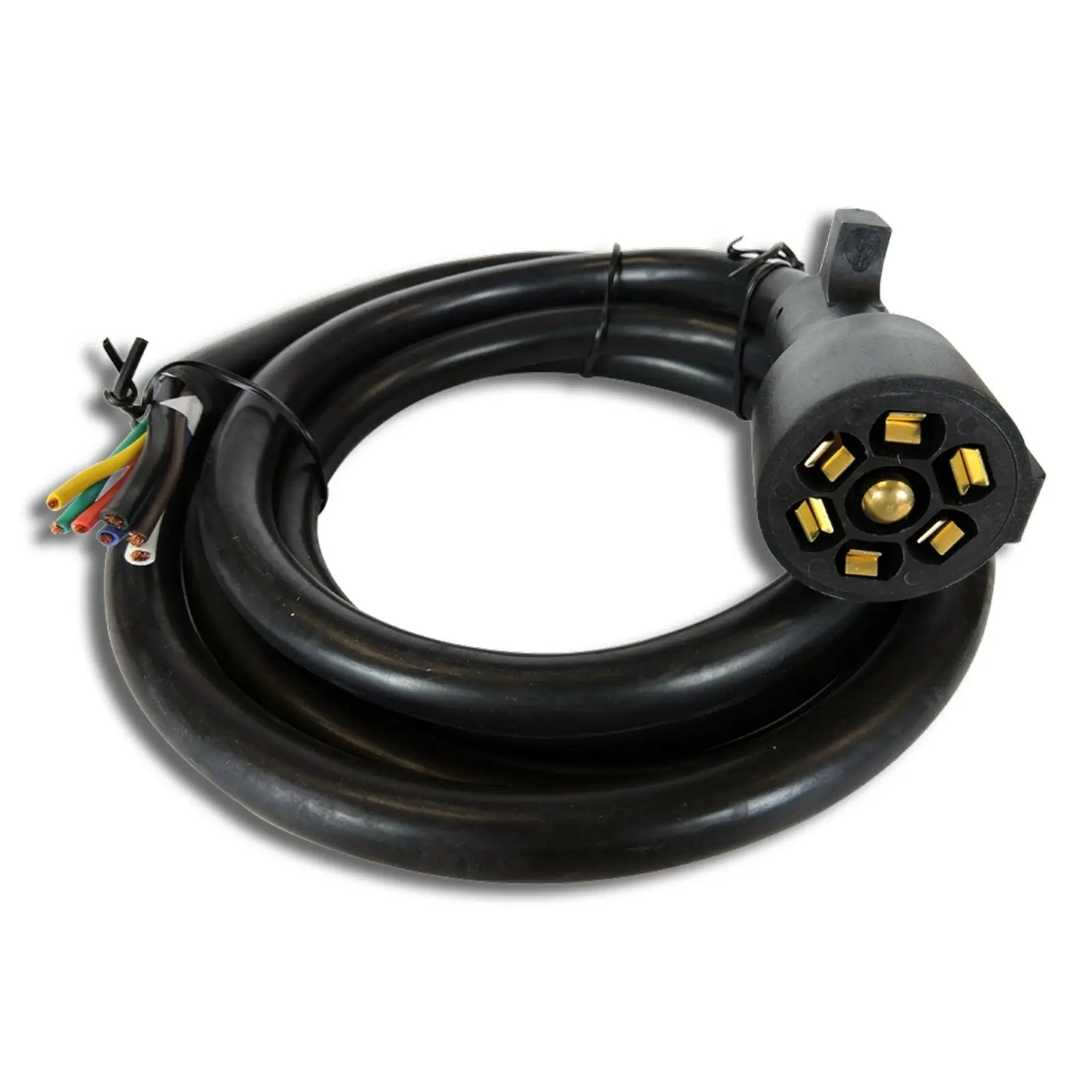 

8FT Foot 7 Way Trailer Cord Wire Harness Light Plug Connector Molded RV Cable
