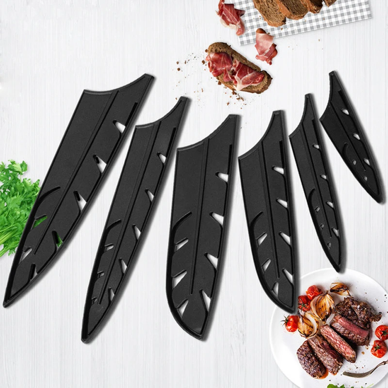

Чехлы для кухонных ножей, черные чехлы для ножей, Защитные чехлы для кромок, защитные лезвия для ножей из нержавеющей стали, кухонные аксессуары