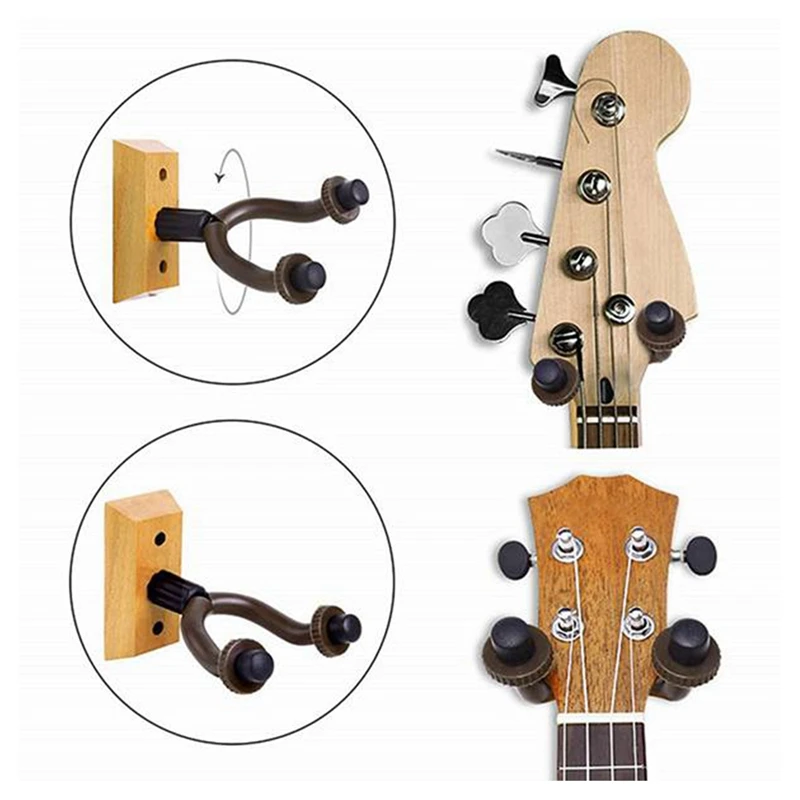 

2Pcs Guitar Wall Mount Hanger Hardwood Guitar Hanger Wall Hook Holder Stand Display Fits All Size Guitars Bass Ukulele