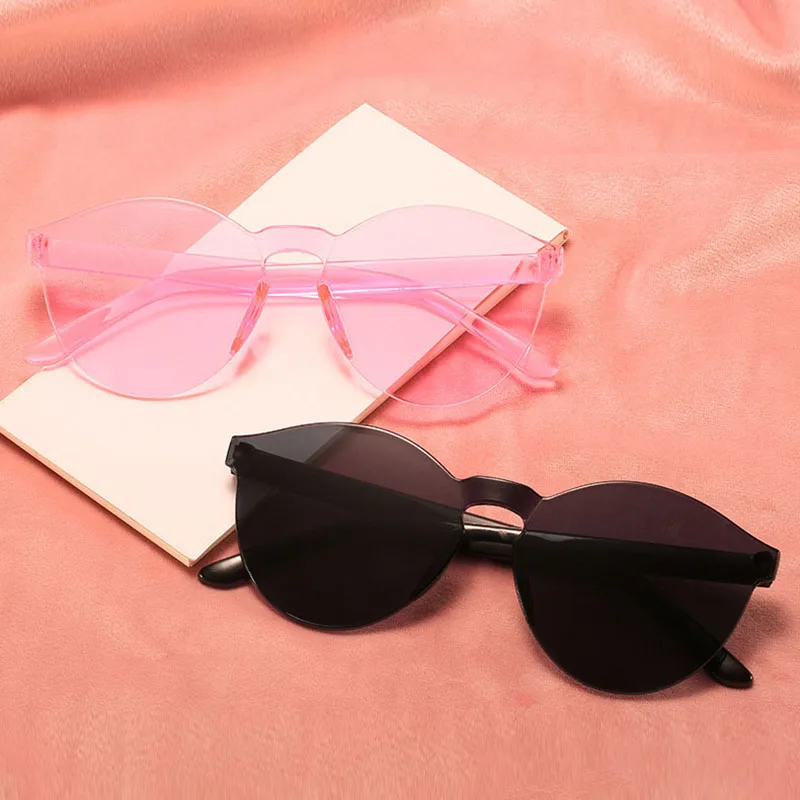 

2021 New luxury Frameless Transparent Sunglasses Candy Color Sunglasses Ladies vintage Sunglasses for women fashion glasses