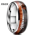 FDLK 8 мм мужское модное кольцо из нержавеющей стали Koa дерево инкрустированная стрела обручальное кольцо Свадебные украшения подарок для Него