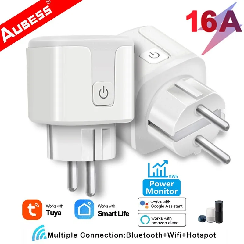 

Aubess WiFi Smart Plug EU Socket Tuya Smart Life APP Work With Alexa Google Home Assistant Voice Control Power Monitor Timing