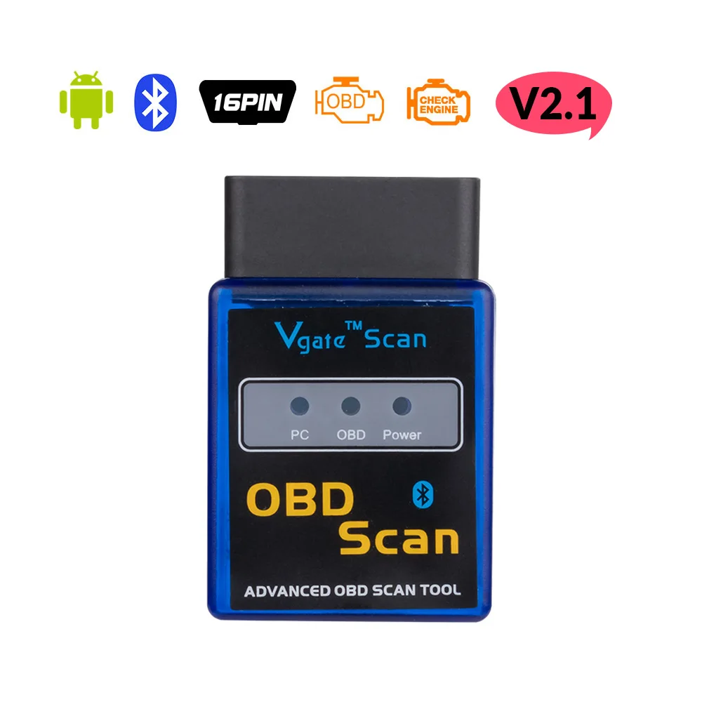 ELM327 V2.1 Bluetooth OBDII автоматический сканер ELM 327 Bluetooth v 2,1 OBD2 для Android Поддержка крутящего момента 12 в автомобильный OBD диагностический инструмент