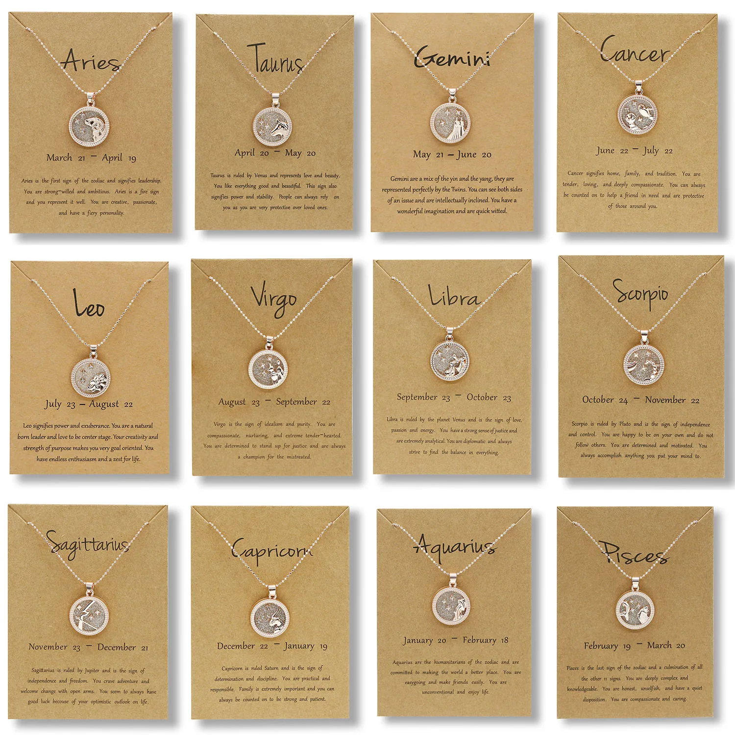 Ожерелье женское из сплава под розовое золото 12 созвездий 9 5 х7 см|Ожерелья с