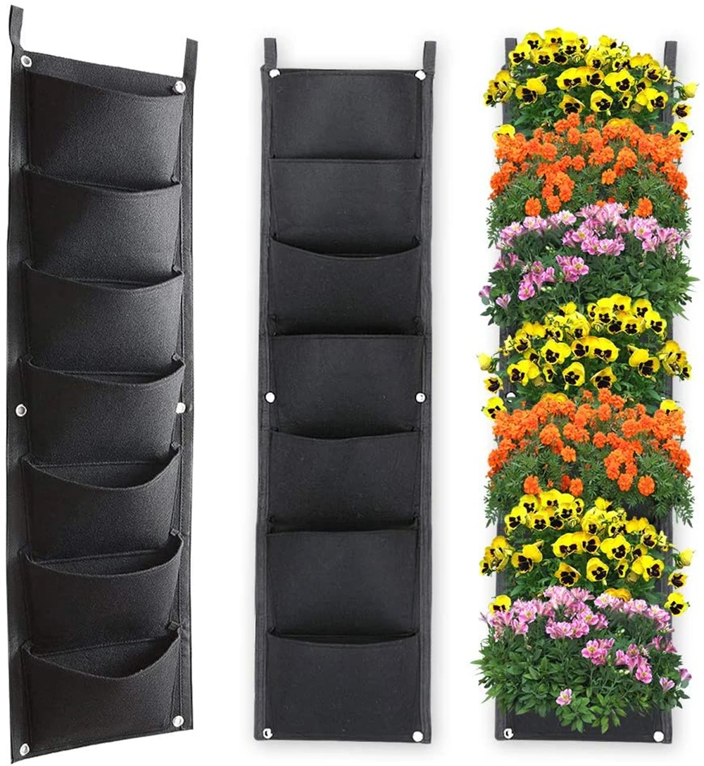 6/7/9/18 pocket vertical grow bags hanging wall planting bag flower growing container planter pocket for home indoor outdoor