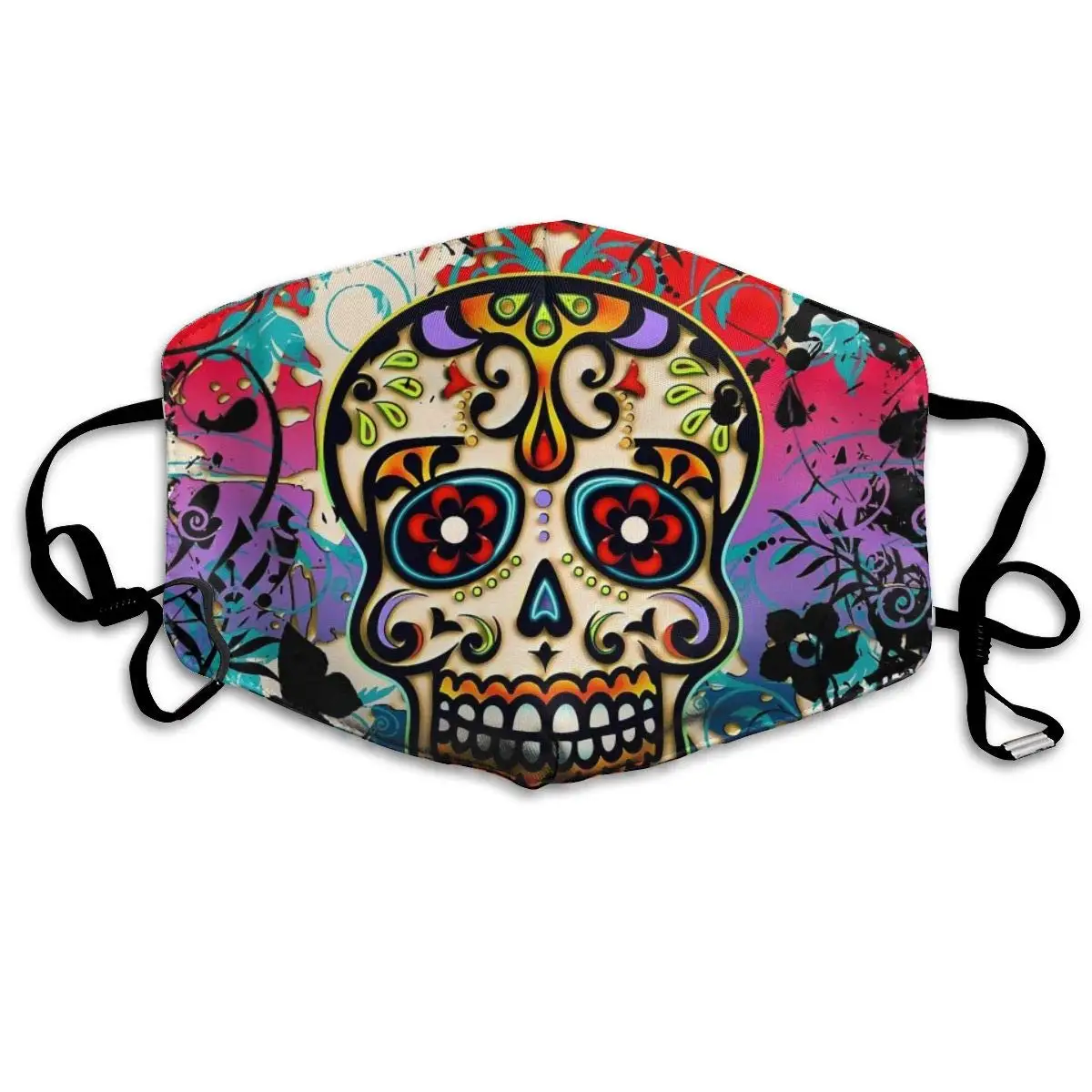 

Модная противопылевая маска унисекс для половины лица мексиканский сахарный череп