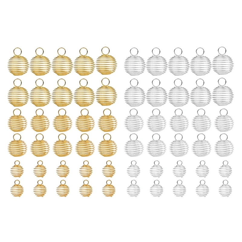 

30Pcs Spiral Bead Hollow Cages Necklace Cage Charm Pendant Kit Jewelry Making