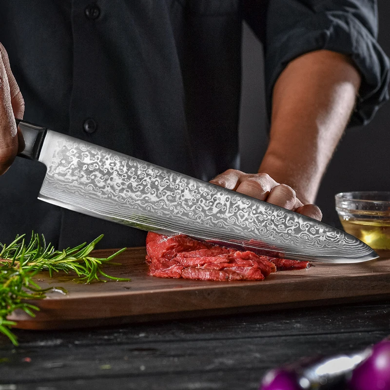 Нож для нарезки мяса Gyuto VG10 кухонные ножи из стали Дамасского плетения 67 слоев