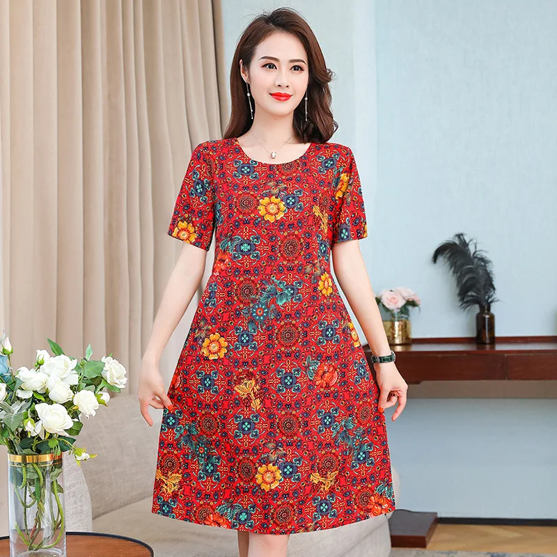 2020 женское летнее платье с коротким рукавом о-образным вырезом цветочным