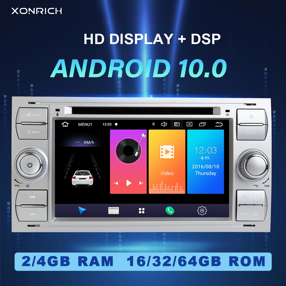 Автомобильный радиоприемник DSP 2Din Android 10 GPS DVD для Ford Focus 2 Fiesta Mondeo 4 C Max S Fusion Transit Kuga