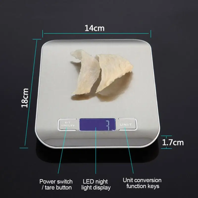 

Electronic Scale 10/5Kg G Oz Lb Mike Ml Kitchen Scale Stainless Steel Weighing Scale Food Diet Postal Balance Measuring Tool LCD