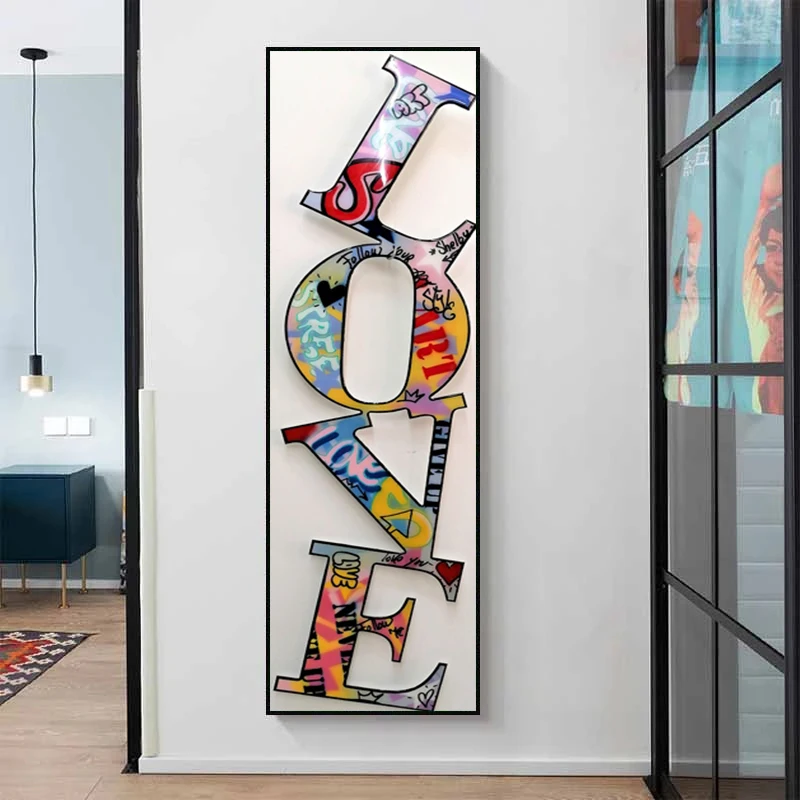 

Graffiti Love Letters Canvas Painting Abstract Street Wall Art Posters Cuadros Prints Photos for Living Room Bedroom Decoration