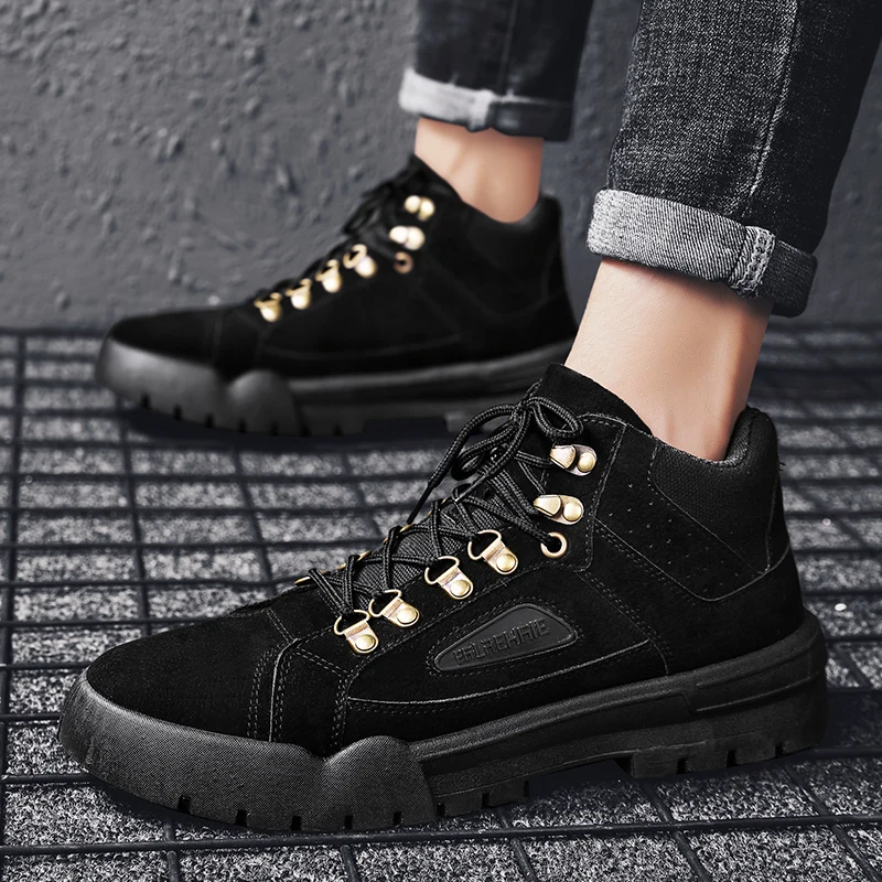 Leather Boots Men Ankle Shoes Official Zapatillas Hombre Casual Jeans Waterproof Outdoor Martin Botas |