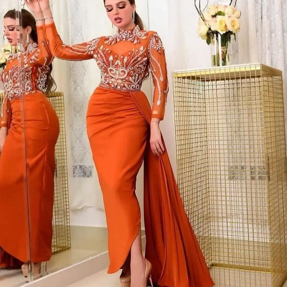 

Evening Dress 2020 Mermaid For Arabic Women Sexy Turkey Dubai With Beading Formal party long Night Prom Gowns Plus Size