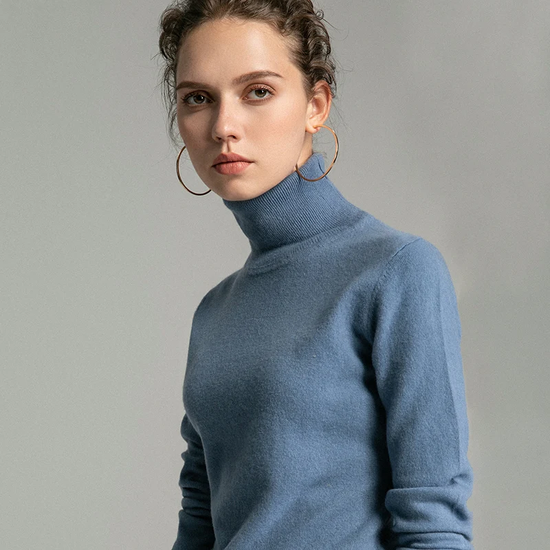 High Quality 100% Cashmere Women Knitted Sweater Tops Female Long Sleeve Spring Autumn Winter Turtleneck Pullovers Soft | Женская одежда