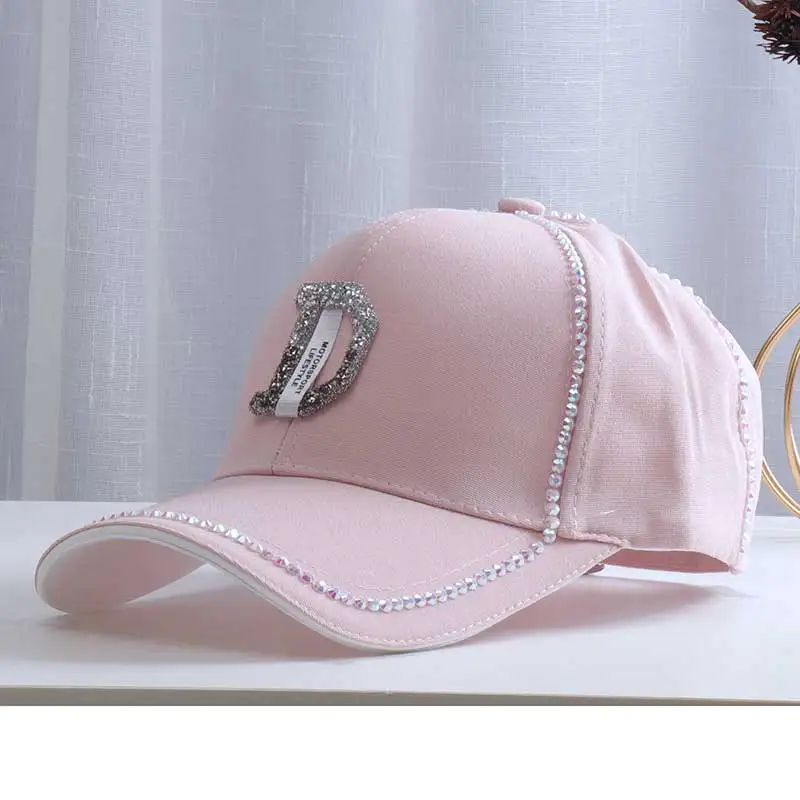 2021 New Rhinestone Baseball Caps Women Colorful Diamond Caps D Letter Hip-pop Hat Casual Snapback Cap Female Casquette Sun Hat