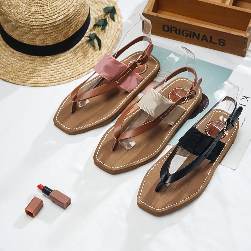 Новинка 2021 женские кожаные шлепанцы с лямкой сандалии женская обувь на платформе