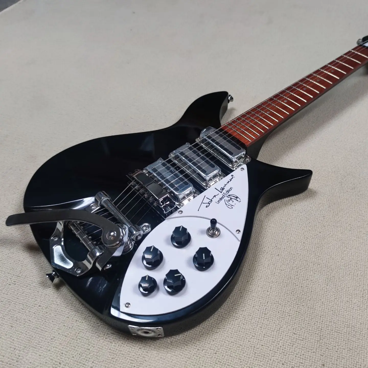 Rickenback-6 струнная электрическая гитара 325 яркая черная краска материал высокого