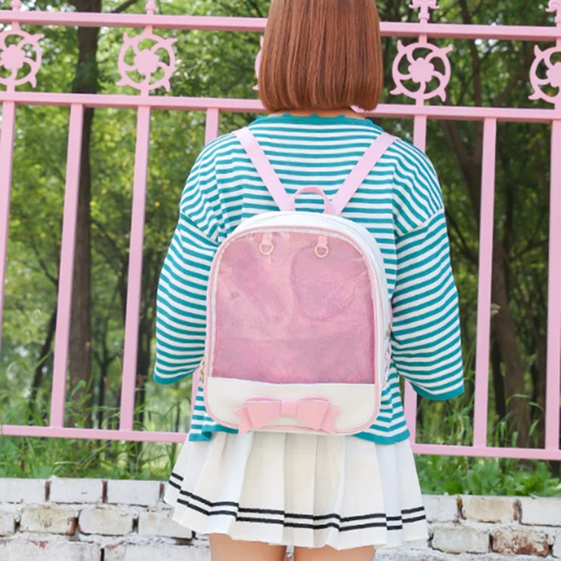 

Candy Leather Bow Backpack Clear Beach Girls Bag