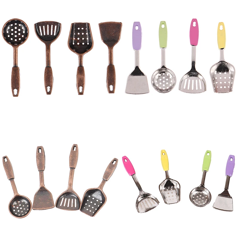 

5PC Dollhouse Miniature Accessories Mini Shovel Soup Spoon Storage Holder Kitchen Cooking Tool Utensils for Decoration Toy