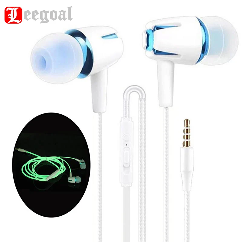 Новые наушники-вкладыши флуоресцентные наушники 3 5 мм с высоким басом стерео