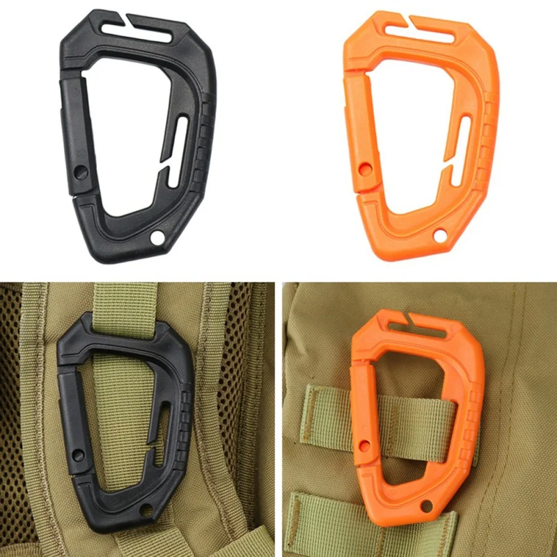 

Tactical Carabiner Keychain Hard Polymer Carabiners Climbing D Rings Light Weight Spring Snap Gear Clip Utility Hooks
