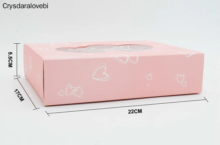 

20Pcs Wedding Gift Box Party Favor Drawer Kraft Paper Box With Window Pink Heart Cookie Candy Cup Cake Boxes And Packaging