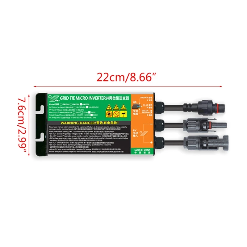 

Solar Grid Tie Micro Inverter 260W 300W 350W DC18V-50V to AC110V-230V 50HZ/60HZ