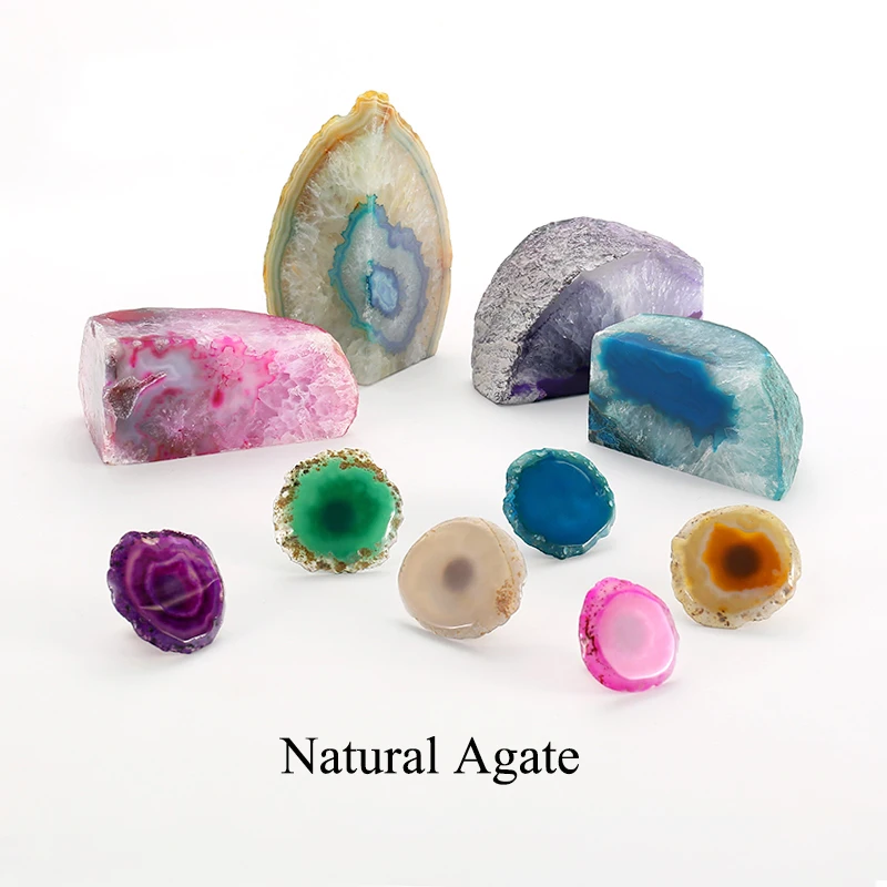 Цветная ручка из натурального агата грубая для резки камня выдвижных ящиков