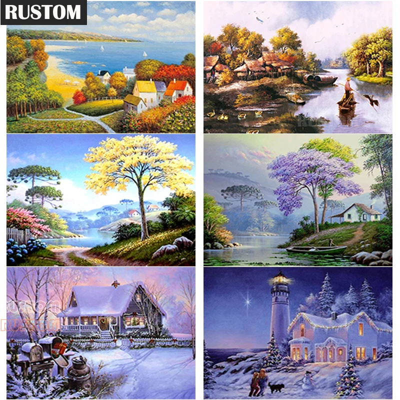 

New DIY 5D Diamond Painting Mosaic Art Gift Snow Scene Diamond Embroidery Tree Cross Stitch Full Square Round Drill Home Decor R
