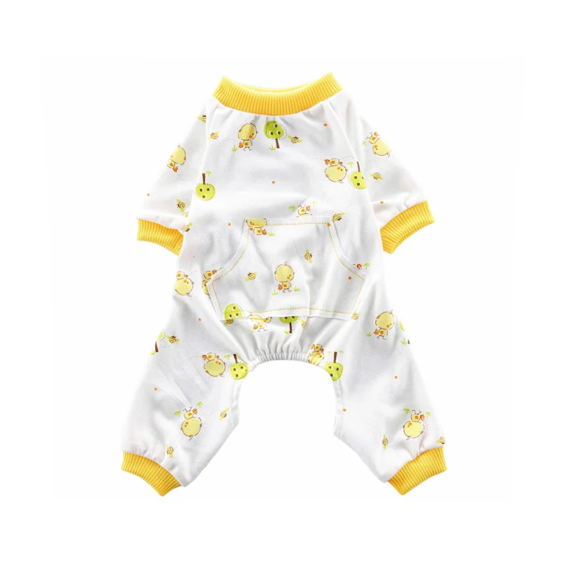 Cute Cat Clothes Pajamas Soft Vest T Shirt for Small Dogs Pet Clothes Clothing Cat Vest Jumpsuit Spring Autumn Outfit 35 - Цвет: Chick