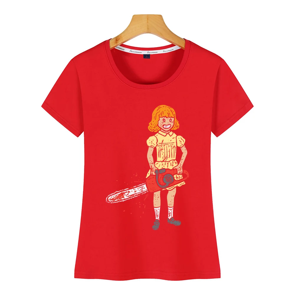 Топы футболка для женщин девочек с Бензопилой ужас пастельный готический psycho