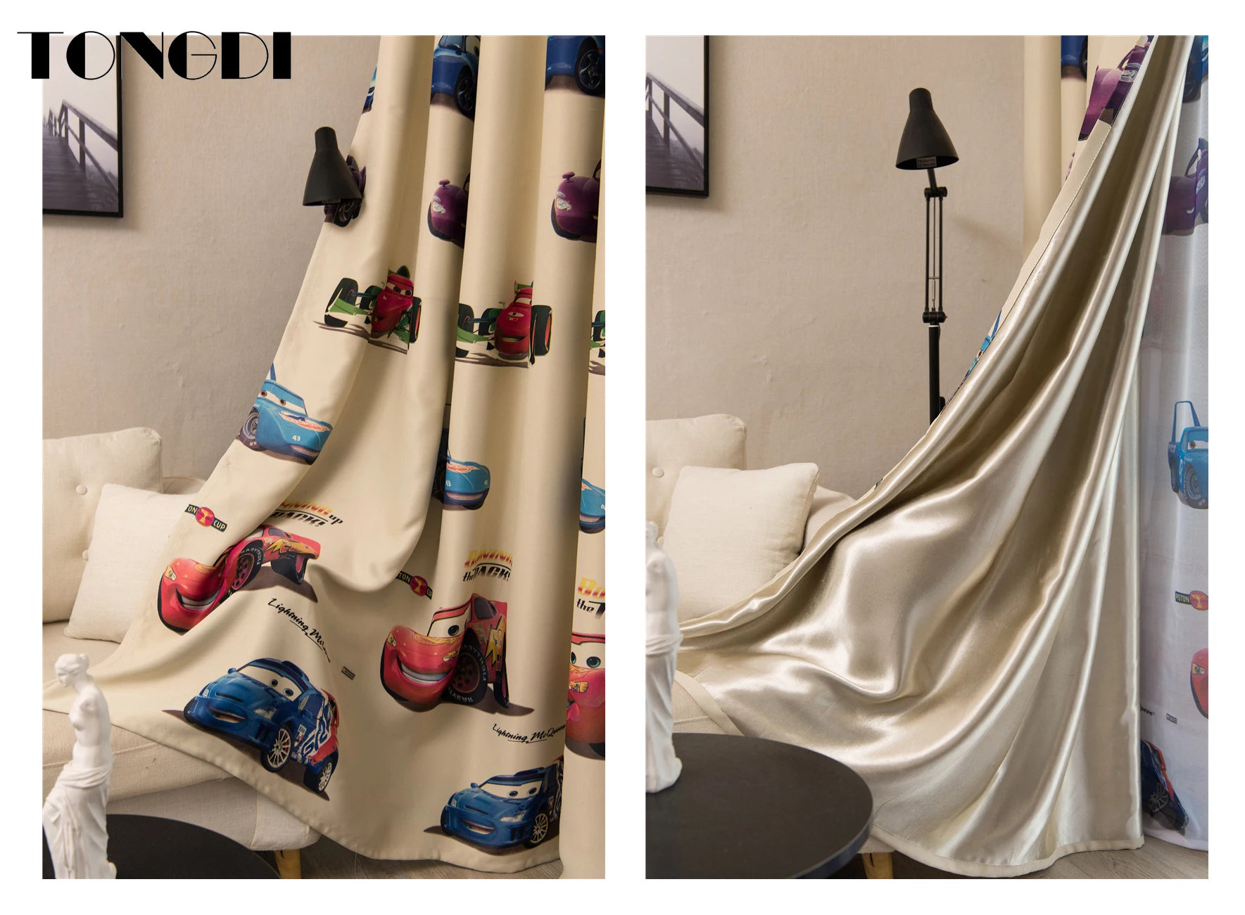 TONGDI Детские затемняющие занавески каваи милый мультяшный автомобиль украшение