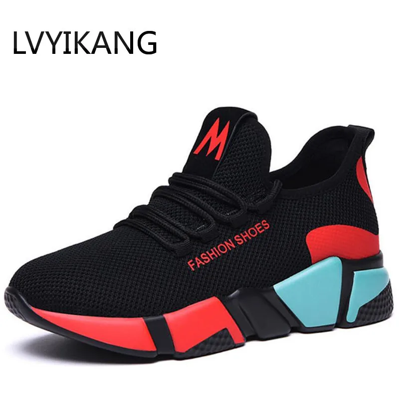 LVYIKANG; коллекция года; сезон весна; женские модные сетчатые кроссовки на шнуровке; Вулканизированная обувь; женская повседневная обувь; дышащая прогулочная обувь на плоской подошве