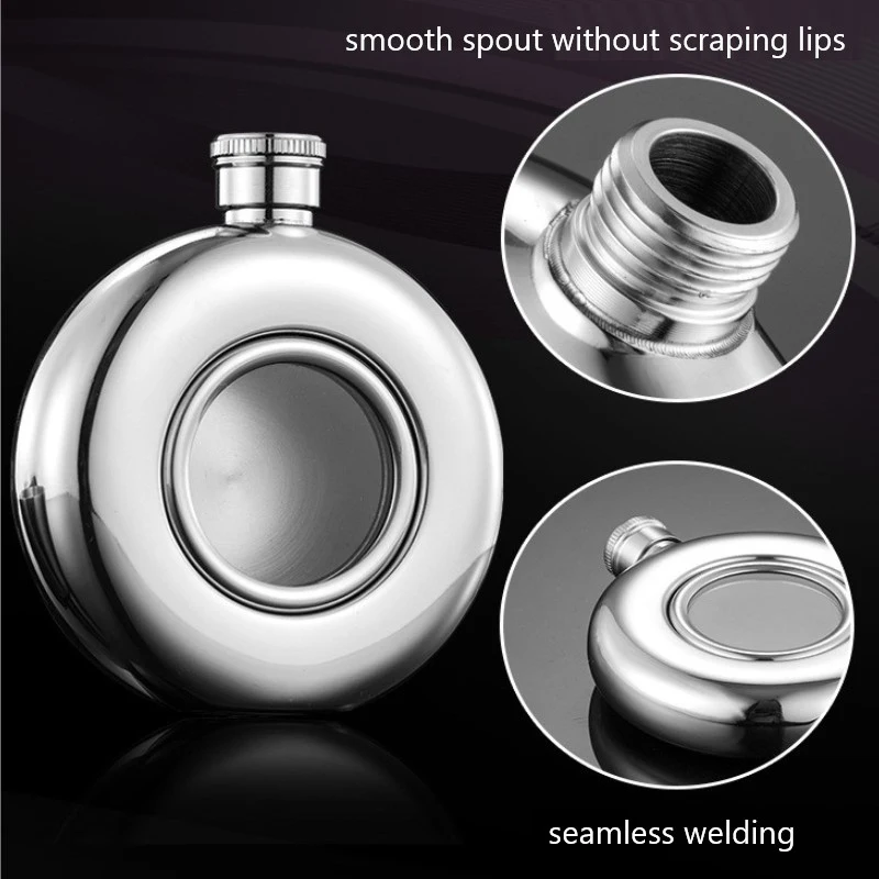 5 унций круглые полупрозрачные Нержавеющая сталь винных фужеров плоская Фляжка