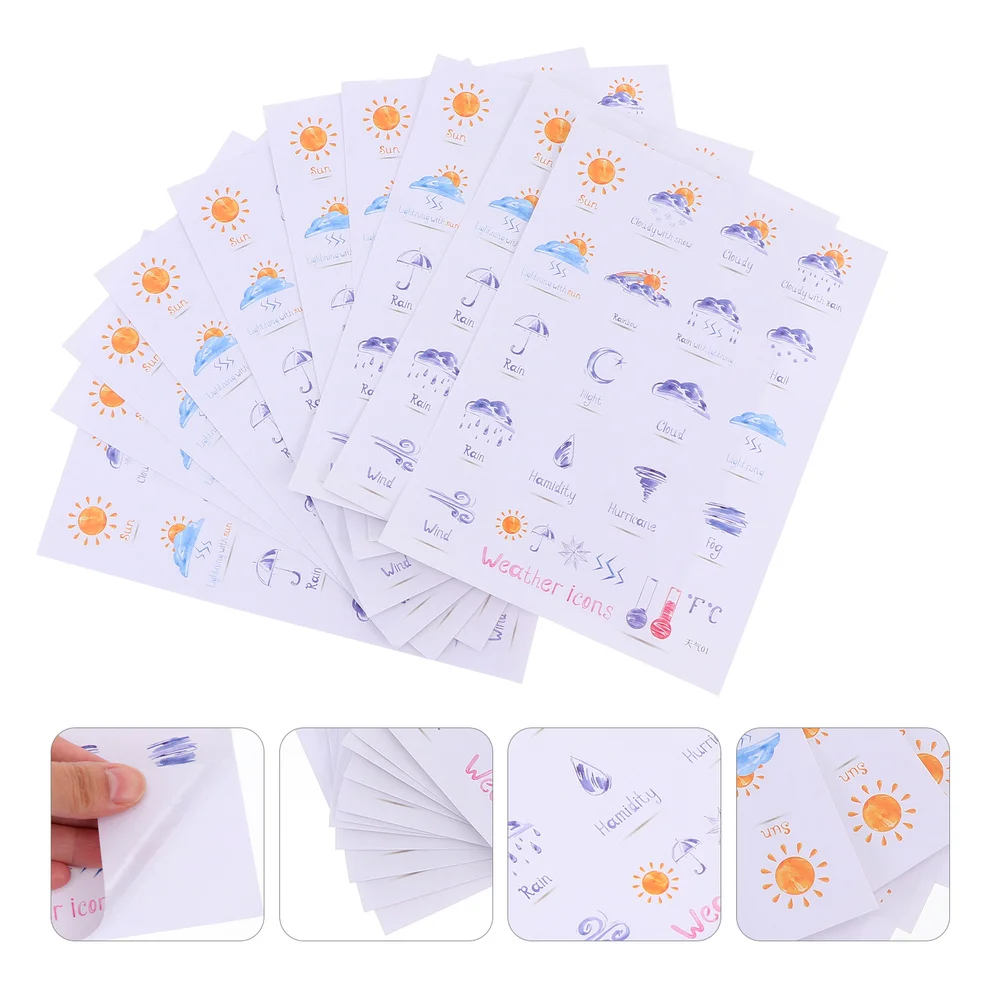 

10 Sheets Creative Weather Pattern Stickers Adorable Planner Diary Decals