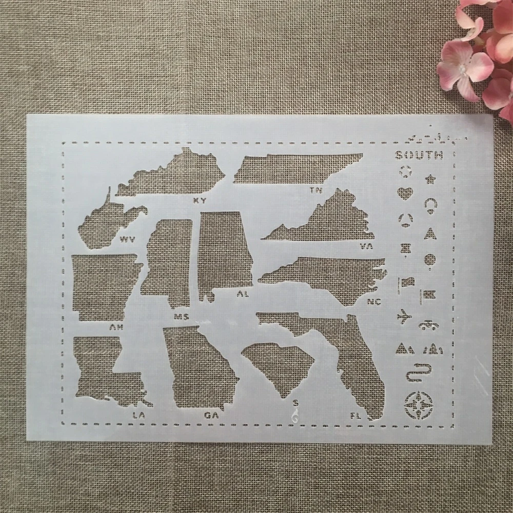 

A4 29cm US Map South States DIY Layering Stencils Wall Painting Scrapbook Coloring Embossing Album Decorative Template