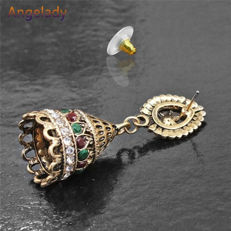 Серьги-капельки с окисленным покрытием из золота Jhumka индийские уникальные в