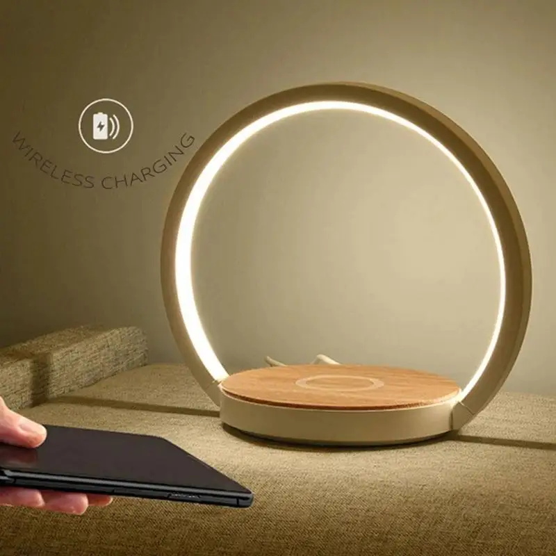 

Modern led table lamp for bedroom cell phone wireless charging bedside night lights living room foldable desk lamps decor