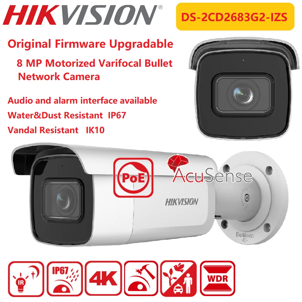 IP камера Hikvision 8 Мп DS 2CD2683G2 IZS варифокальный зум система видеонаблюдения IP67 ИК POE