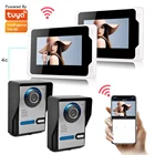 Видеодомофон с поддержкой Wi-Fi, Водонепроницаемый дверной звонок с тремя мониторами, управление через приложение Tuya, 6 языков