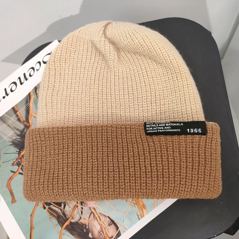 

Skullies Beanies Men's Winter Hat Knitted Hats For Women Beanie Men Gorras Warm Thick Fur Bonnet Homme Women's Skull Hat Caps