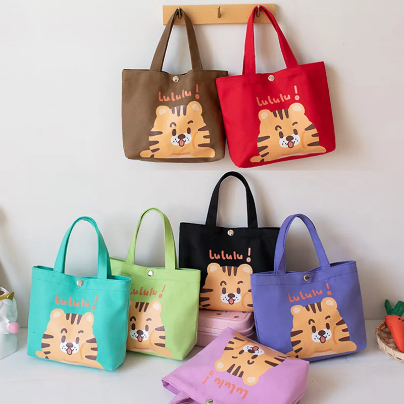 

Женская Повседневная сумка, портативная рабочая сумка из хлопка, функциональная сумка-тоут с животным рисунком, маленькие экологически чис...