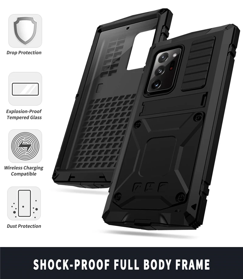 armor heavy duty protection case for samsung galaxy s20 s21 plus note 20 ultra 5g s21 ip68 waterproof metal tank 360 full cover free global shipping