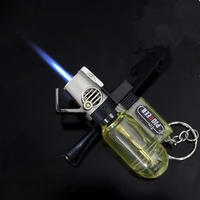 powerful transparent small welding torch lighter spray gun windproof plastic creative key pendant inflatable lighter men gadget